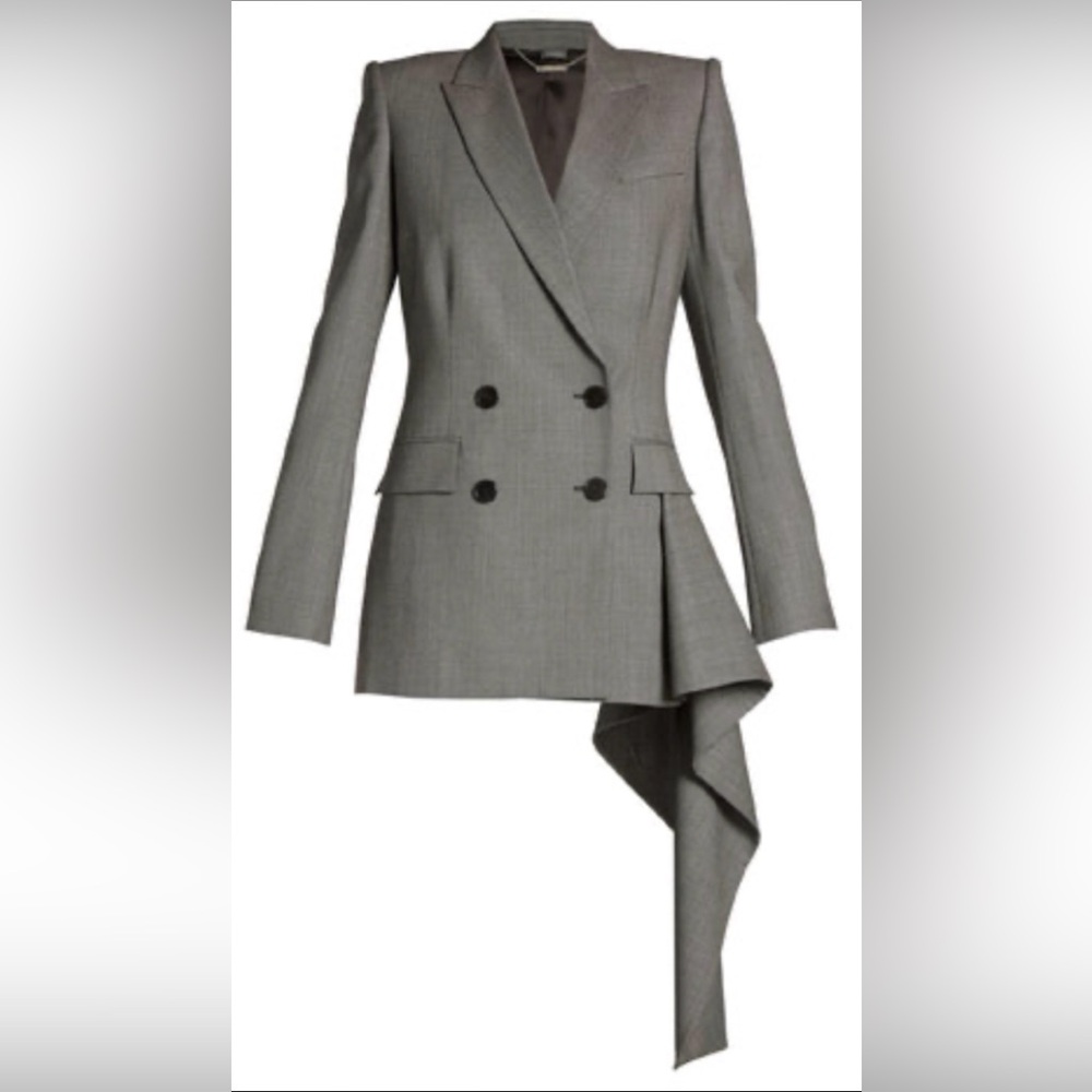 Alexander McQueen Asymmetrical Draped Gray Blazer - Picture 2 of 14